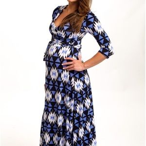 Pinkblush Maternity Light Blue Tribal Maxi Dress